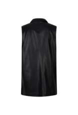 Esqualo Long Vegan Leather Gilet Vest in Black by Esqualo