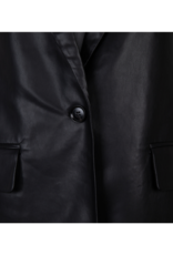 Esqualo Long Vegan Leather Gilet Vest in Black by Esqualo