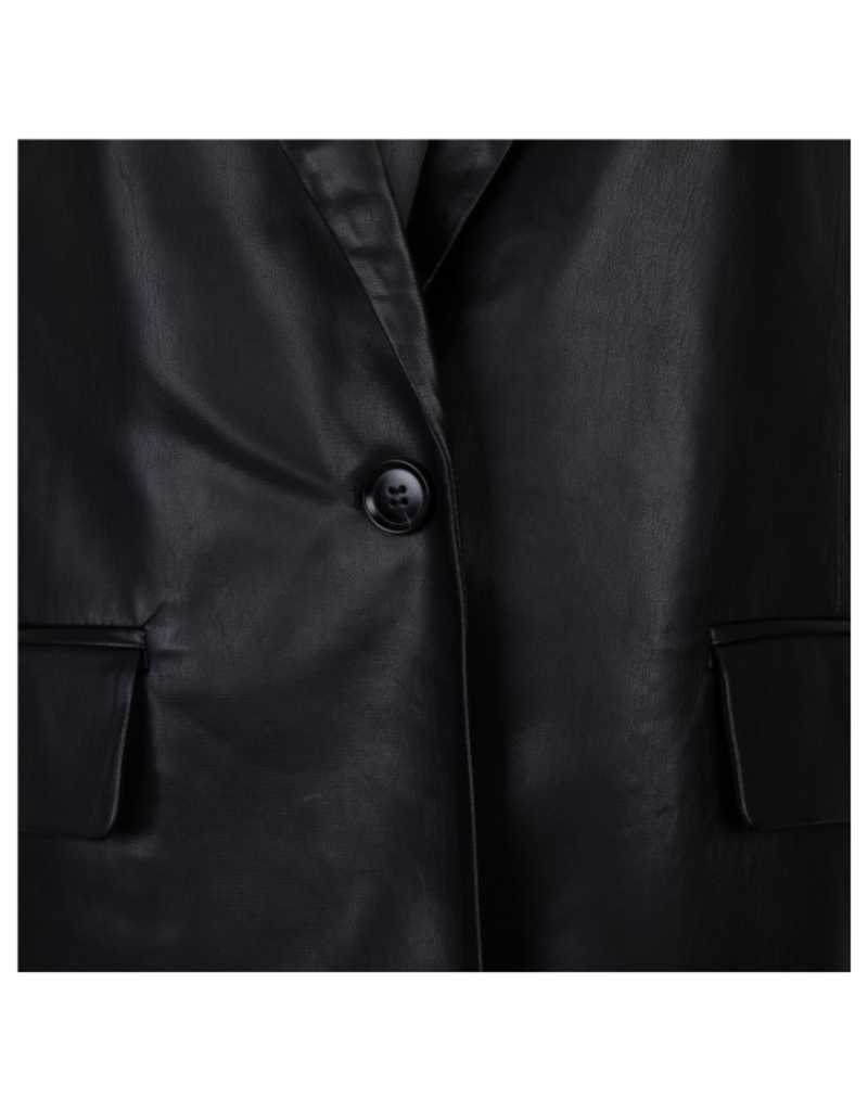 Esqualo Long Vegan Leather Vest in Black by Esqualo
