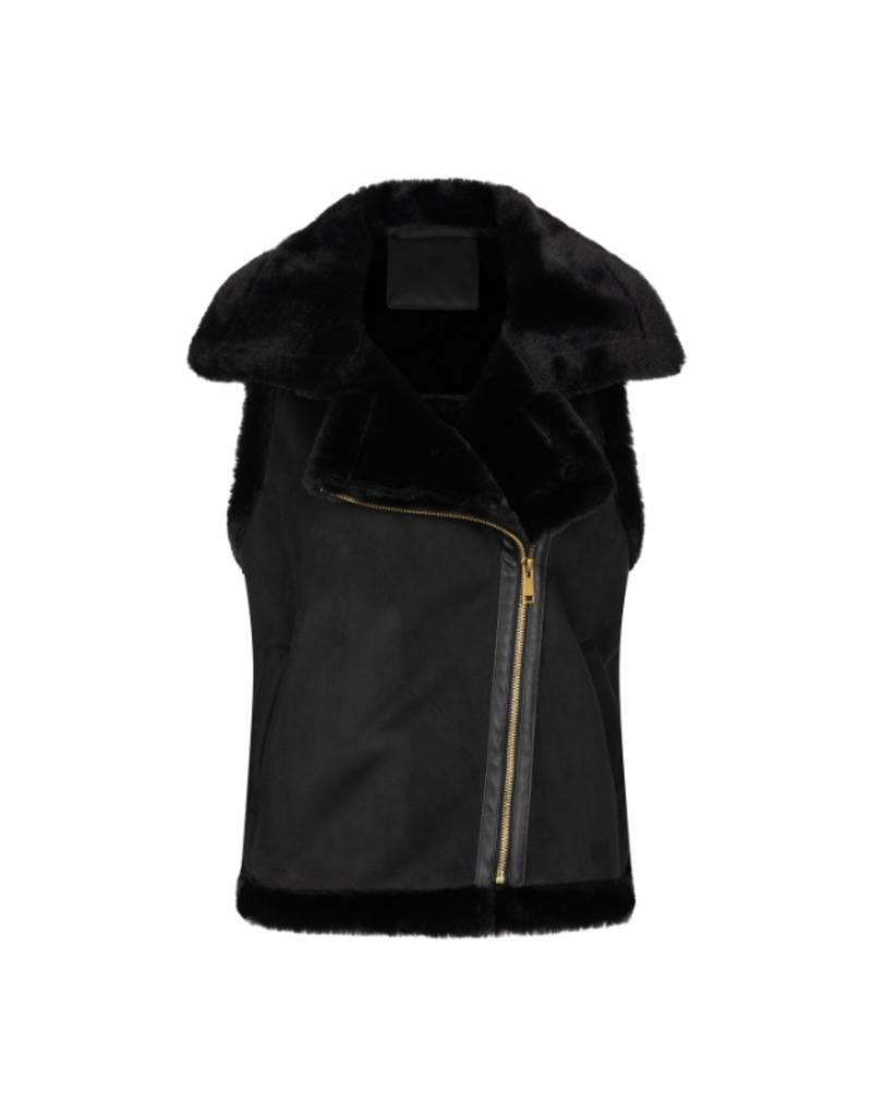 Esqualo LAST ONE - SIZE 8/MEDIUM - Gilet Vest with Fake Fur in Black by Esqualo