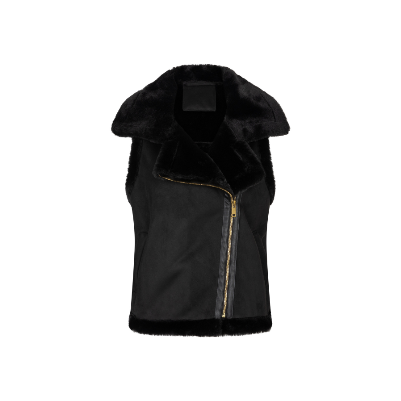 Black pelted faux fur gilet sales