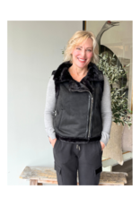 Esqualo LAST ONE - SIZE 8/MEDIUM - Gilet Vest with Fake Fur in Black by Esqualo