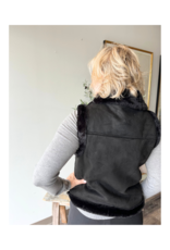Esqualo LAST ONE - SIZE 8/MEDIUM - Gilet Vest with Fake Fur in Black by Esqualo