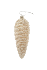 Indaba Trading Winter White Pinecone Glass Ornament