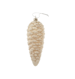 Indaba Trading Winter White Pinecone Glass Ornament