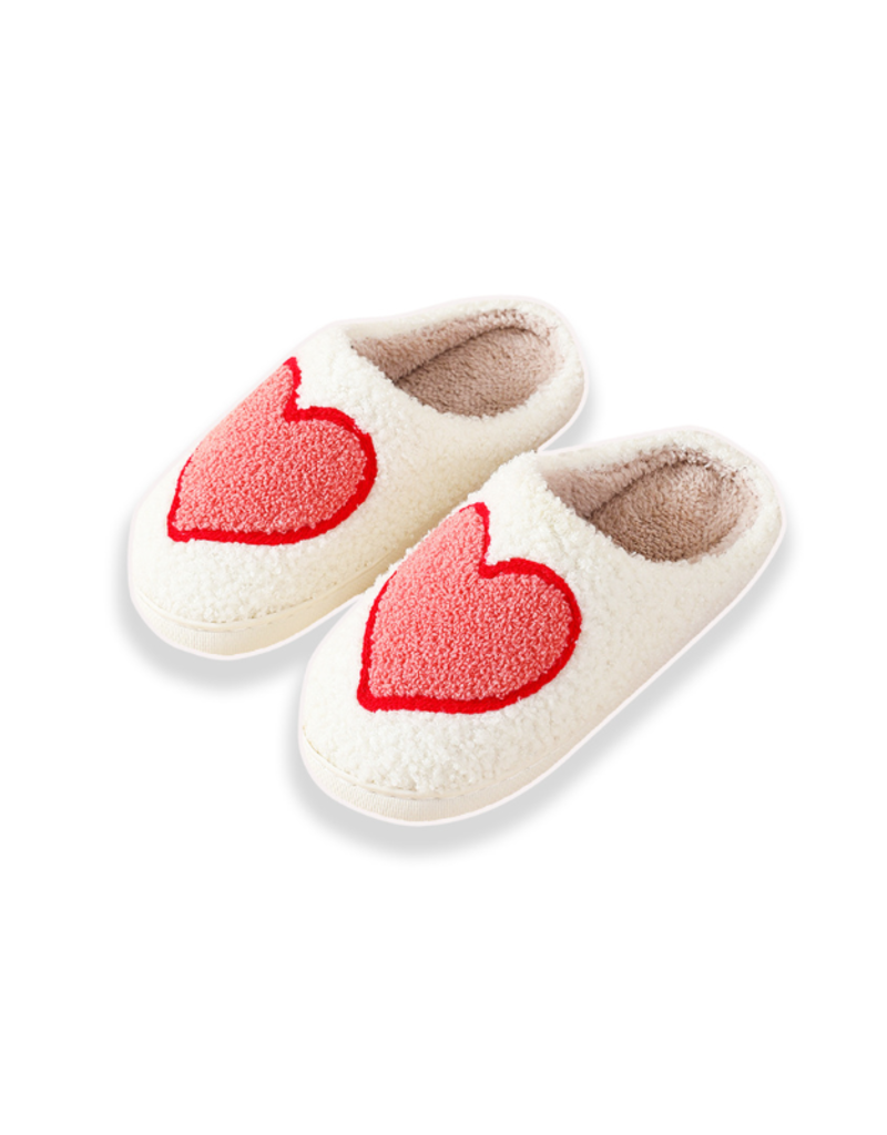 Lyla & Luxe LAST ONE - Printed Sherpa Slides in Big Heart by Lyla + Luxe