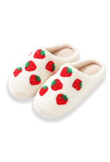 Lyla & Luxe Printed Sherpa Slides in Strawberries by Lyla + Luxe