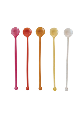 Creative Co-Op Marbled Resin Cocktail Spoon