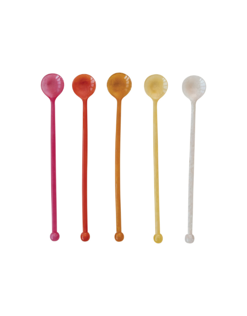 Creative Co-Op Marbled Resin Cocktail Spoon