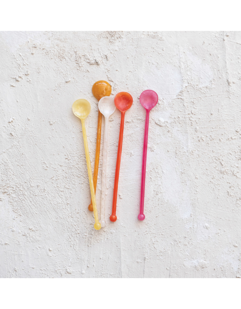 Creative Co-Op Marbled Resin Cocktail Spoon