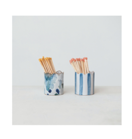 Creative Co-Op Scalloped Edge Stoneware Matchstick Holder
