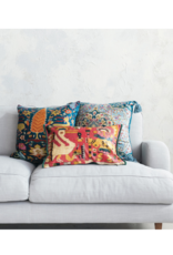 Creative Co-Op Coral Multi Velvet Printed Lumbar Pillow with Fringe