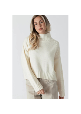 Lyla & Luxe LAST ONE - L - Mae Mockneck Cable Knit Sweater in Cream by Lyla + Luxe