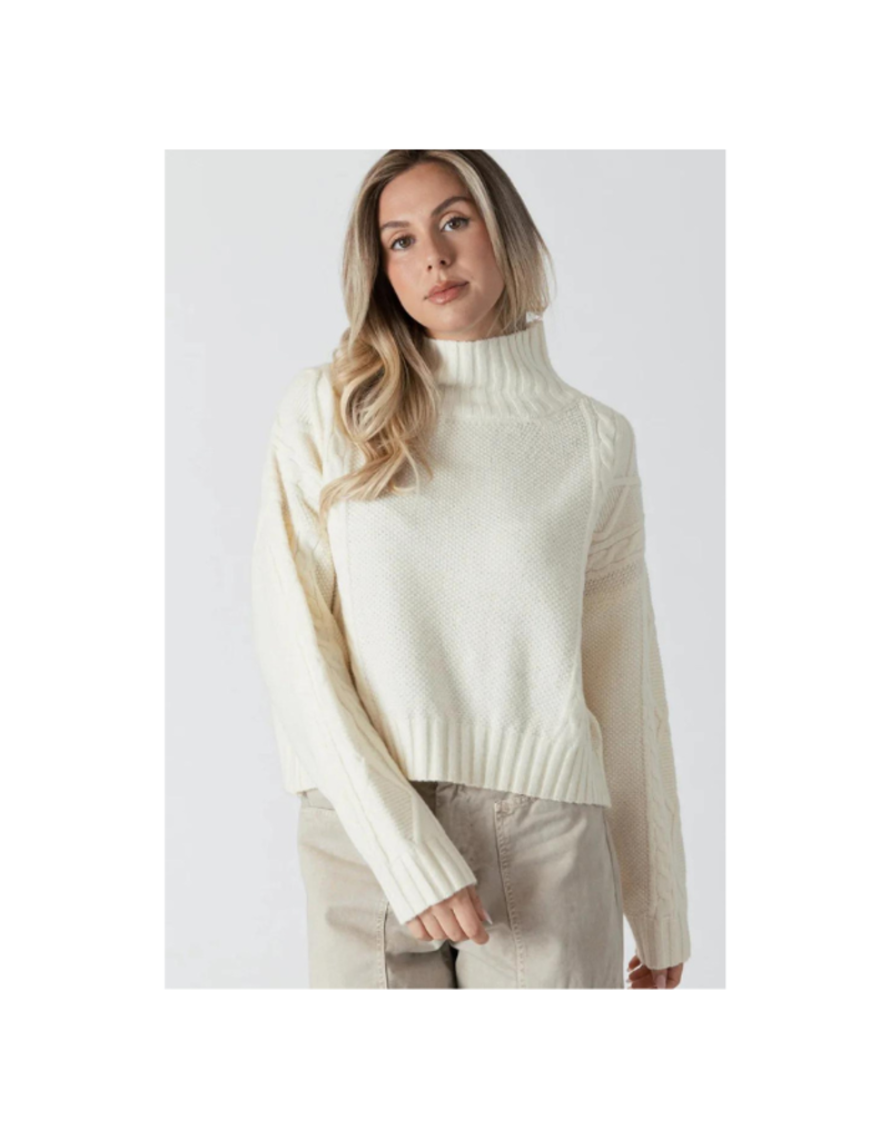 Lyla & Luxe LAST ONE - L - Mae Mockneck Cable Knit Sweater in Cream by Lyla + Luxe