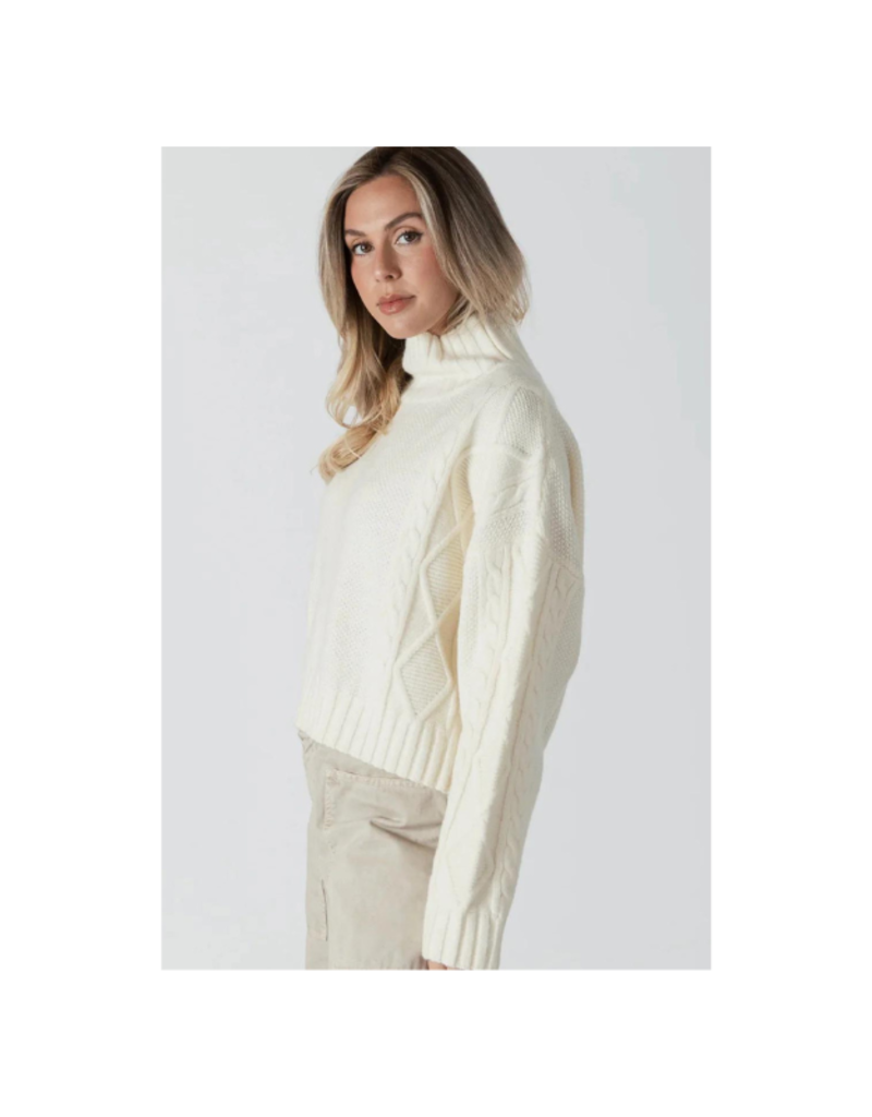Lyla & Luxe LAST ONE - L - Mae Mockneck Cable Knit Sweater in Cream by Lyla + Luxe