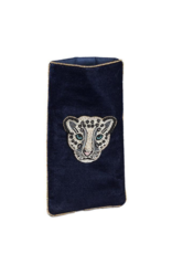 Leopard Navy Blue Velvet Eyeglass Case