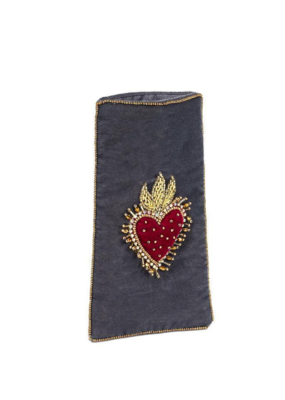 Heart Dark Grey Velvet Eyeglass Case
