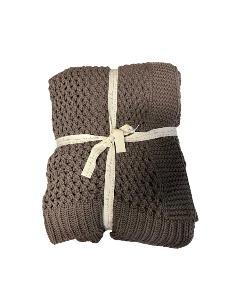 Indaba Trading Chunky Knit Throw in Light Brown