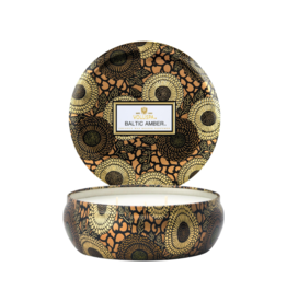 Voluspa 3-Wick Tin Candle in Baltic Amber by Voluspa