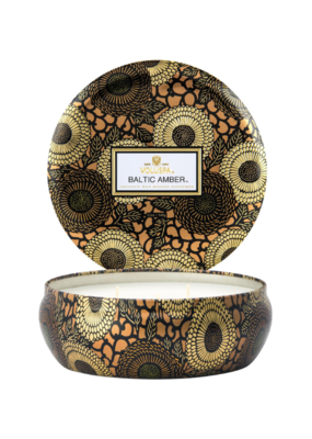 Voluspa 3-Wick Tin Candle in Baltic Amber by Voluspa
