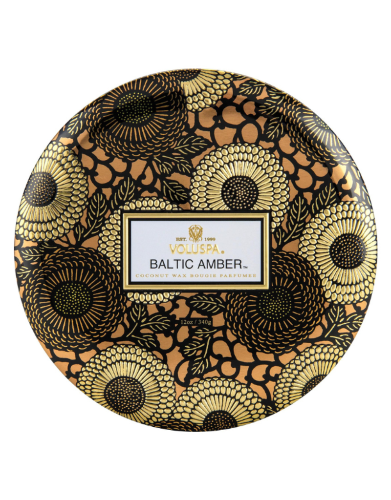 Voluspa 3-Wick Tin Candle in Baltic Amber by Voluspa