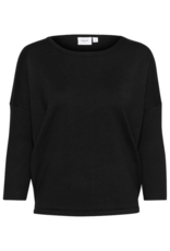 Saint Tropez Mila Round Neck Pullover in Black by Saint Tropez