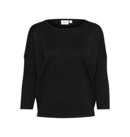 Saint Tropez Mila Round Neck Pullover in Black by Saint Tropez