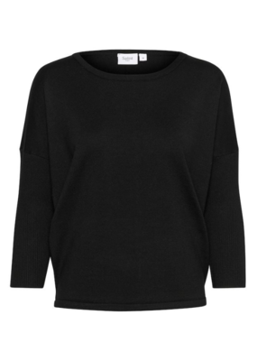 Saint Tropez Mila Round Neck Pullover in Black by Saint Tropez