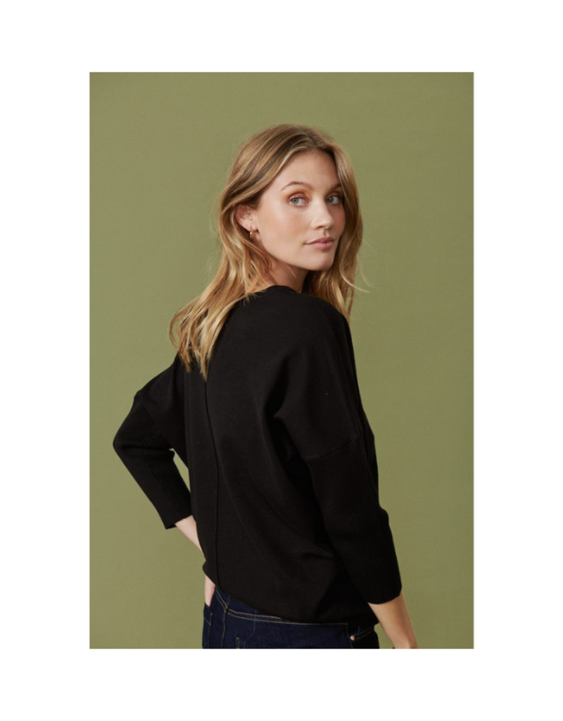 Saint Tropez Mila Round Neck Pullover in Black by Saint Tropez