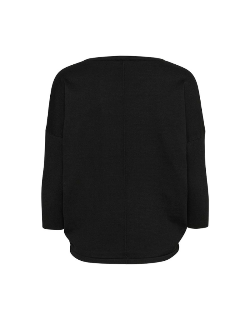 Saint Tropez Mila Round Neck Pullover in Black by Saint Tropez