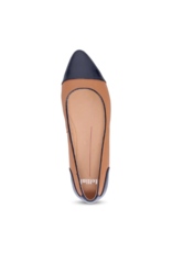 Mollini LAST ONE - SIZE 37 - Strilla Patent Leather Flat in Navy Dark Tan by Mollini