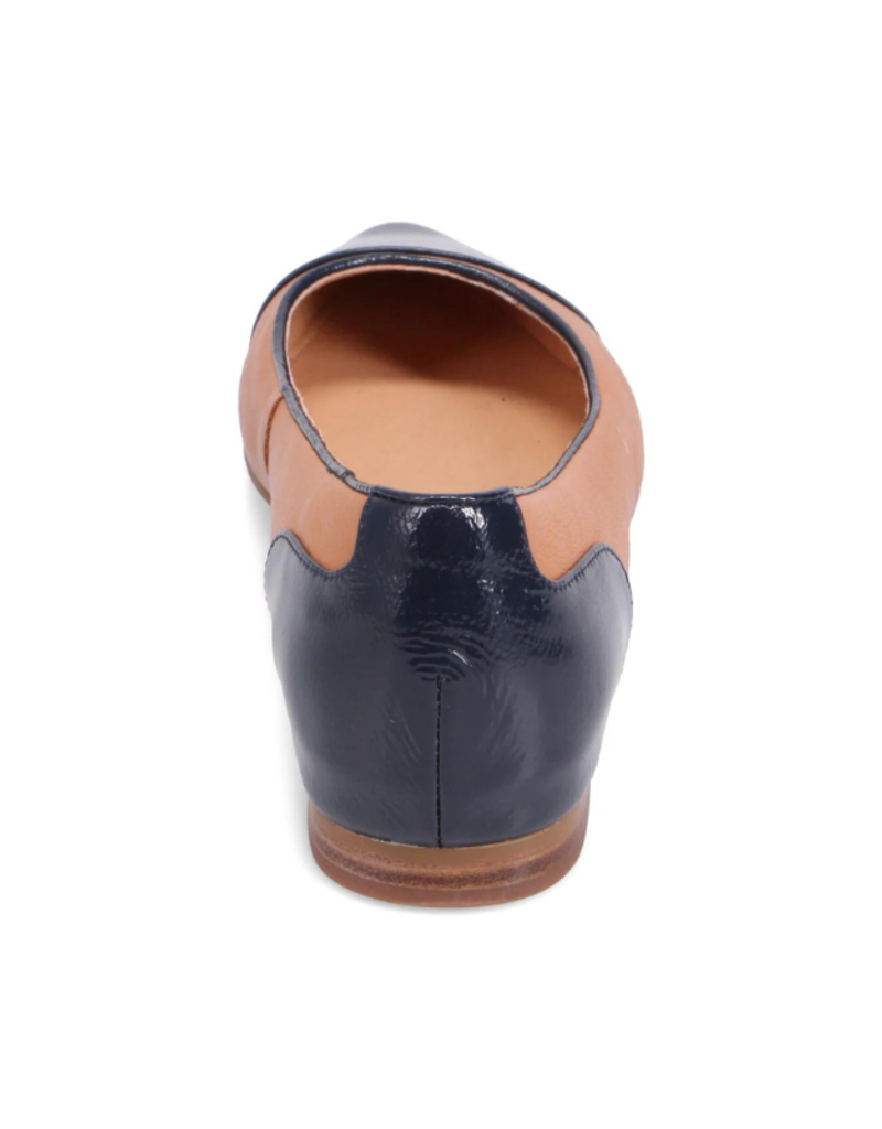Mollini LAST ONE - SIZE 37 - Strilla Patent Leather Flat in Navy Dark Tan by Mollini