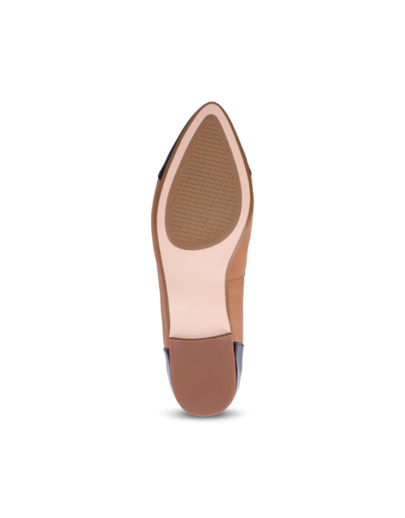 Mollini LAST ONE - SIZE 37 - Strilla Patent Leather Flat in Navy Dark Tan by Mollini