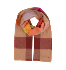 Fraas Modern Check Oversize Wool Scarf Spice Route by Fraas