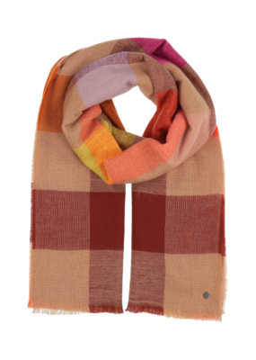 Fraas Modern Check Oversize Wool Scarf Spice Route by Fraas