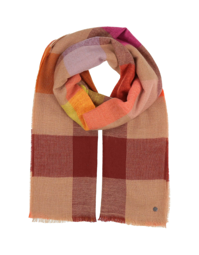 Fraas Modern Check Oversize Wool Scarf Spice Route by Fraas