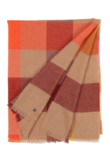 Fraas Modern Check Oversize Wool Scarf Spice Route by Fraas
