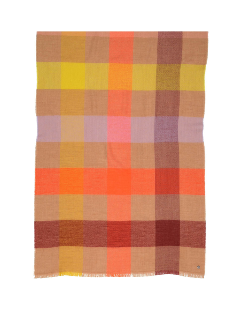 Fraas Modern Check Oversize Wool Scarf Spice Route by Fraas