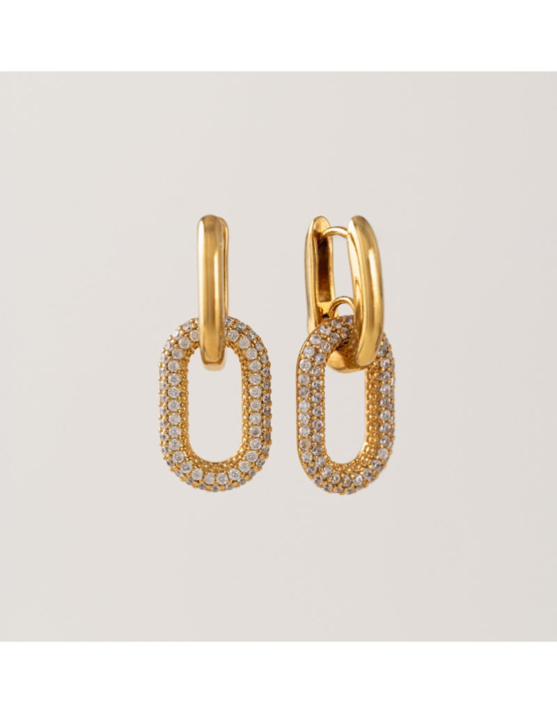 Lover's Tempo Solana Paperclip Drop Hoop Earring Gold by Lover's Tempo