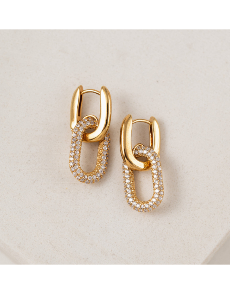 Lover's Tempo Solana Paperclip Drop Hoop Earring Gold by Lover's Tempo