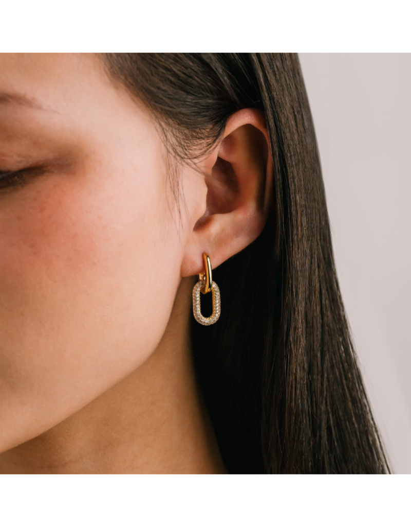 Lover's Tempo Solana Paperclip Drop Hoop Earring Gold by Lover's Tempo