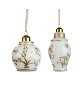 White & Gold Glass Vase Ornament