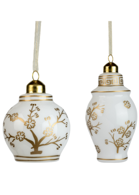 White & Gold Glass Vase Ornament