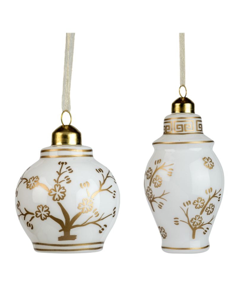 White & Gold Glass Vase Ornament