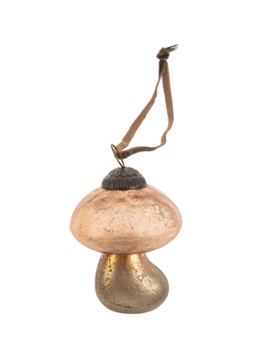 Indaba Trading Blush Glass Mushroom Ornament Large
