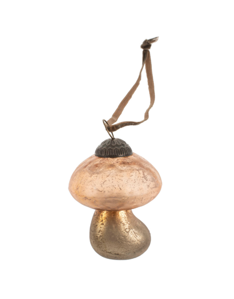 Indaba Trading Blush Glass Mushroom Ornament Large