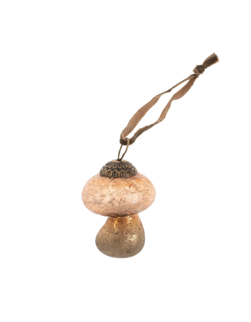Indaba Trading Blush Glass Mushroom Ornament Small