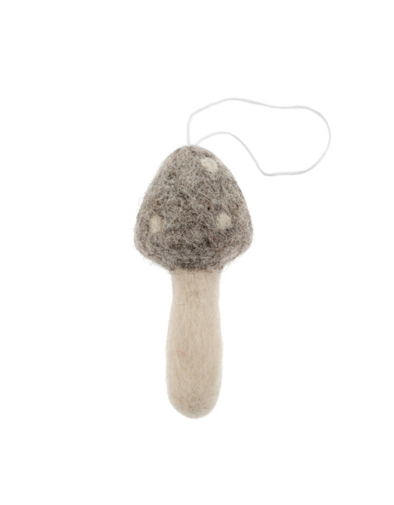 Indaba Trading Grey Felted Mushroom Ornament