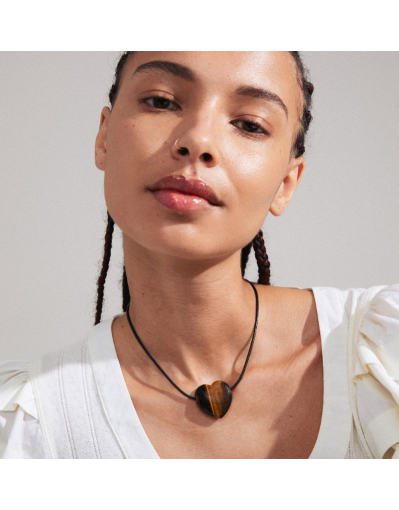 PILGRIM STAY Tiger Eye Necklace Silver-Plated by Pilgrim