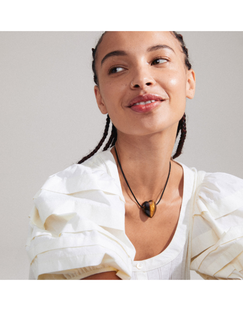 PILGRIM STAY Tiger Eye Necklace Silver-Plated by Pilgrim